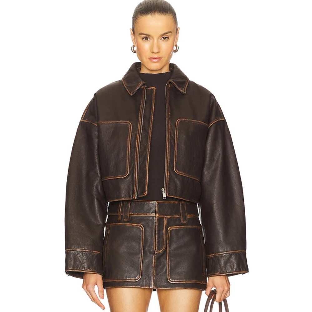 GRLFRND Dark Brown Leather Jacket